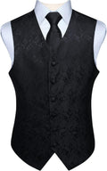 Mens Paisley Jacquard Vest Tie Set 3PC for Formal Events - Classic Fit