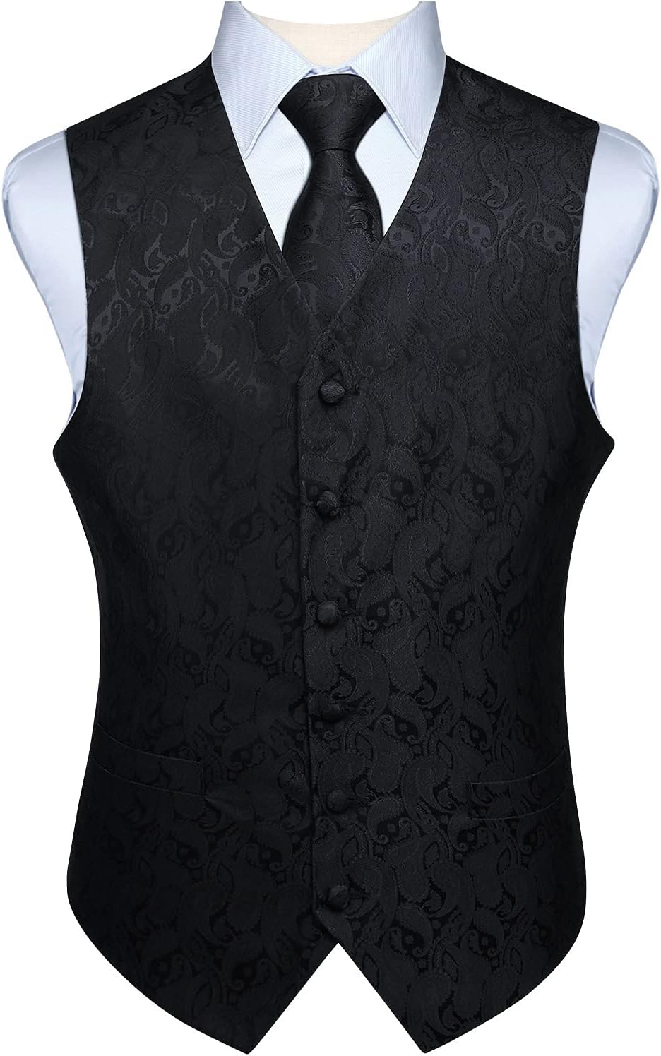 HISDERN Mens Vest Tie Set 3PC Formal Waistcoat for Weddings