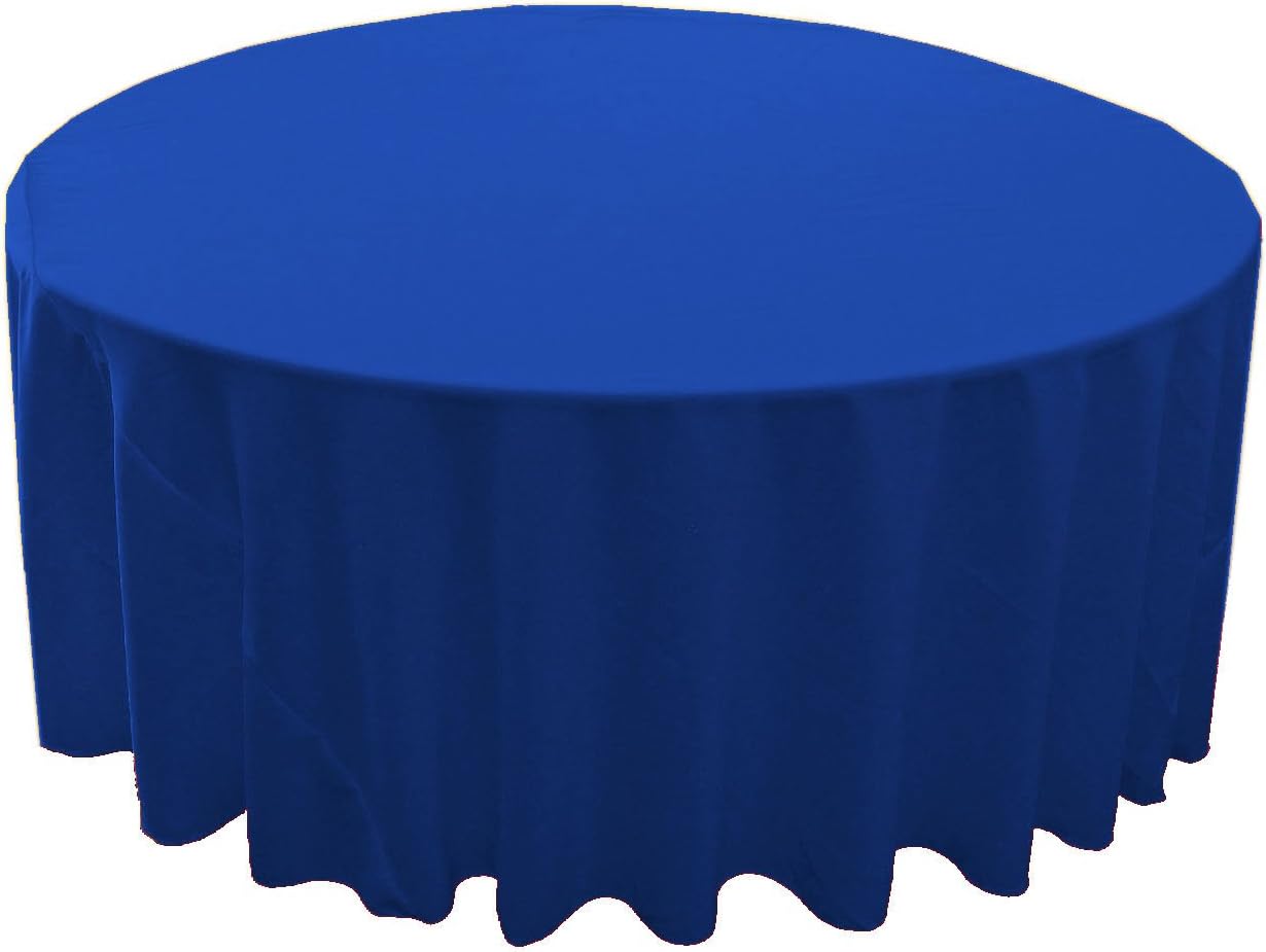 LA Linen Polyester Poplin Round Tablecloth, 132-Inch Royal Blue