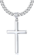 Italian Sterling Silver Cross Necklace for Men with 4mm Cuban Chain