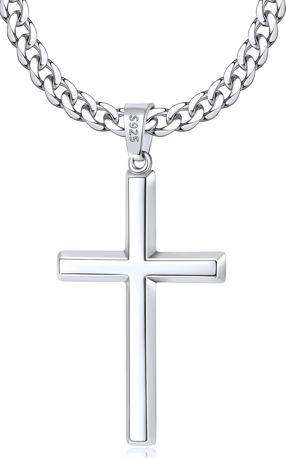 Italian 925 Sterling Silver Cross Necklace for Men and Women
