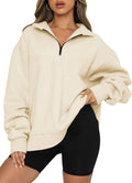 Half Zip Quilted Sweatshirt Women - Cozy Fleece Pullover