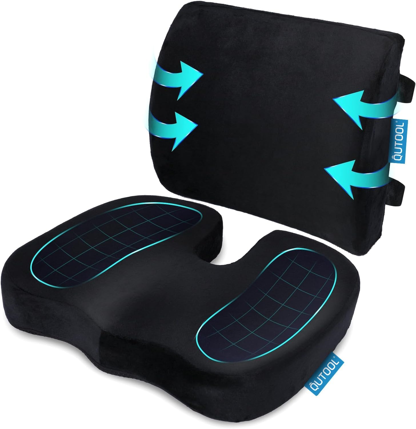 QUTOOL Memory Foam Seat & Lumbar Support: Pain Relief