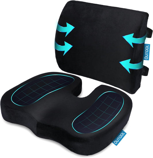 QUTOOL Memory Foam Seat & Lumbar Support: Pain Relief
