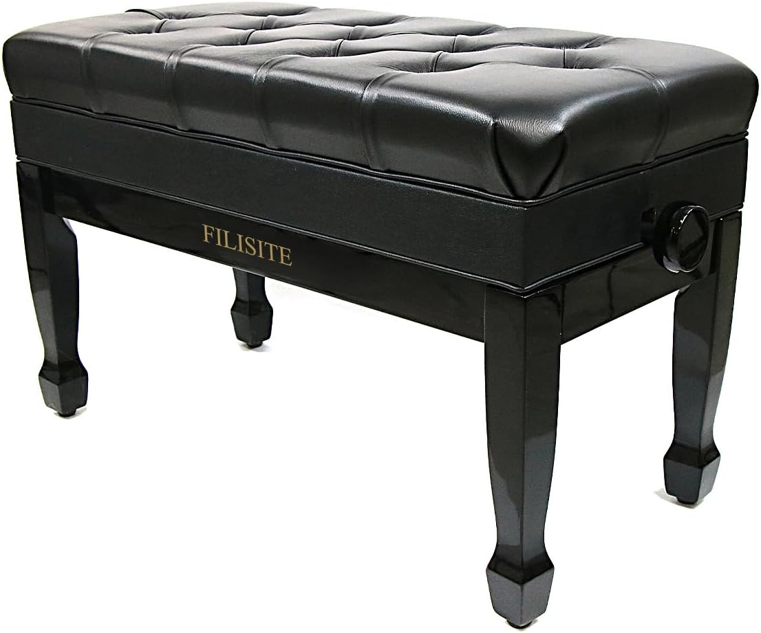 Adjustable Duet Piano Bench with Storage for Two Players