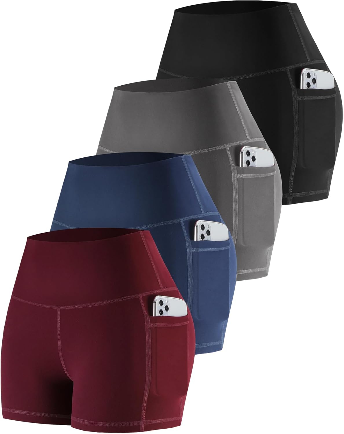 CHRLEISURE Womens Biker Yoga Shorts with Pockets for Comfort