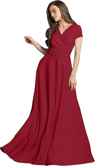 KOH KOH Womens Sexy Cap Short Sleeve V-Neck Flowy Gown Review