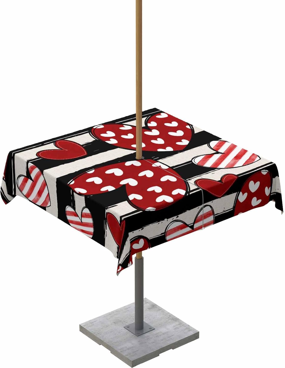 Waterproof Valentine's Day Tablecloth - Square 54x54 Black White