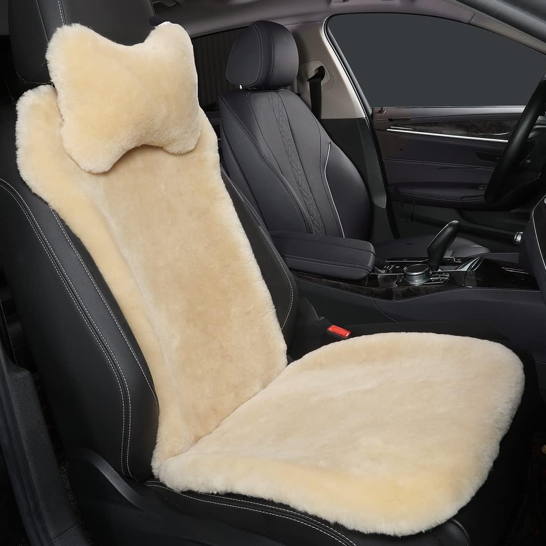 Fluffy Fuzzy Shearling Sheepskin Car Seat Cover for Comfort