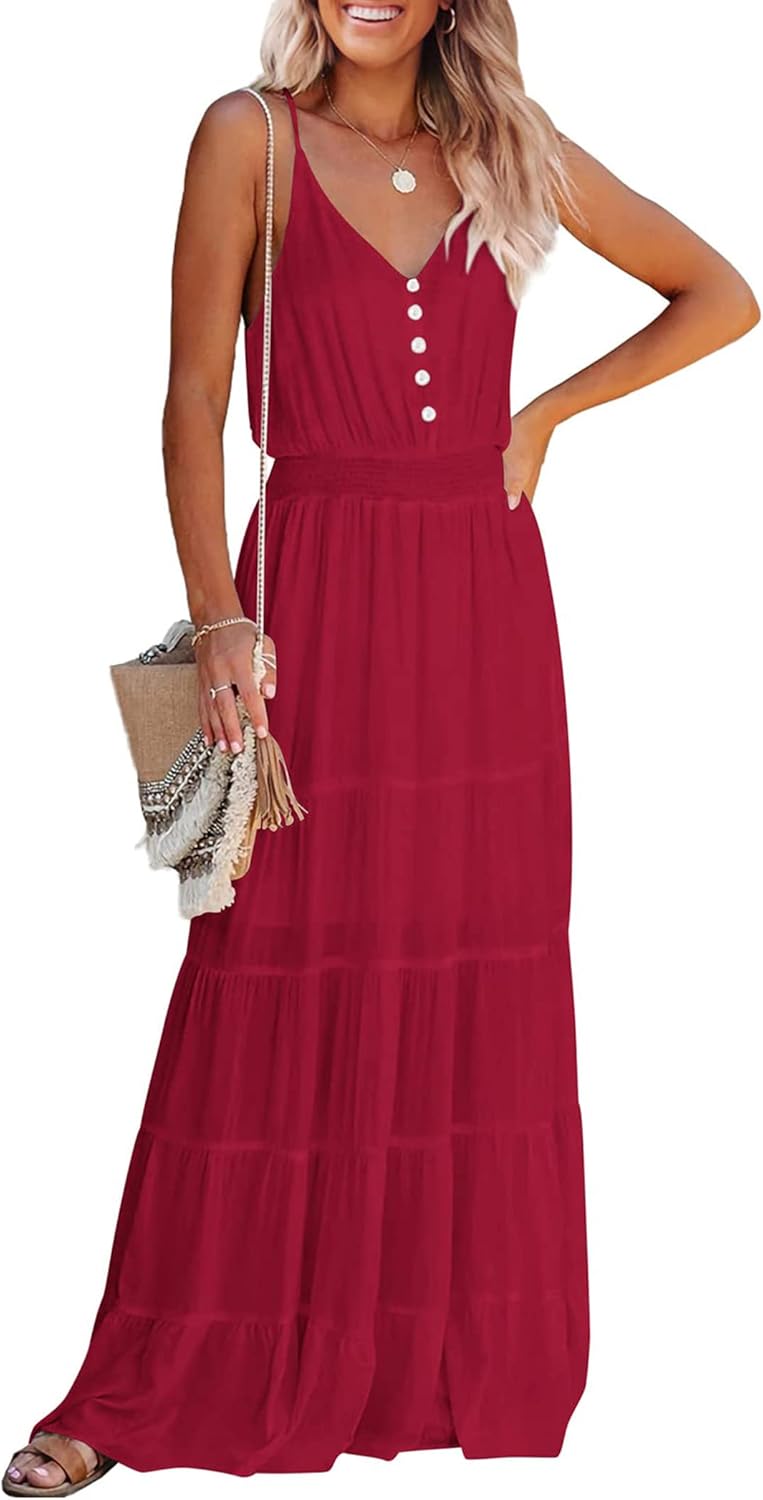 PRETTYGARDEN Sundress for Women - Summer Spaghetti Strap Maxi