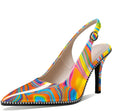 Women Beaded Slingback Pumps 3.5 in Stilettos - Pointed Toe Comfort