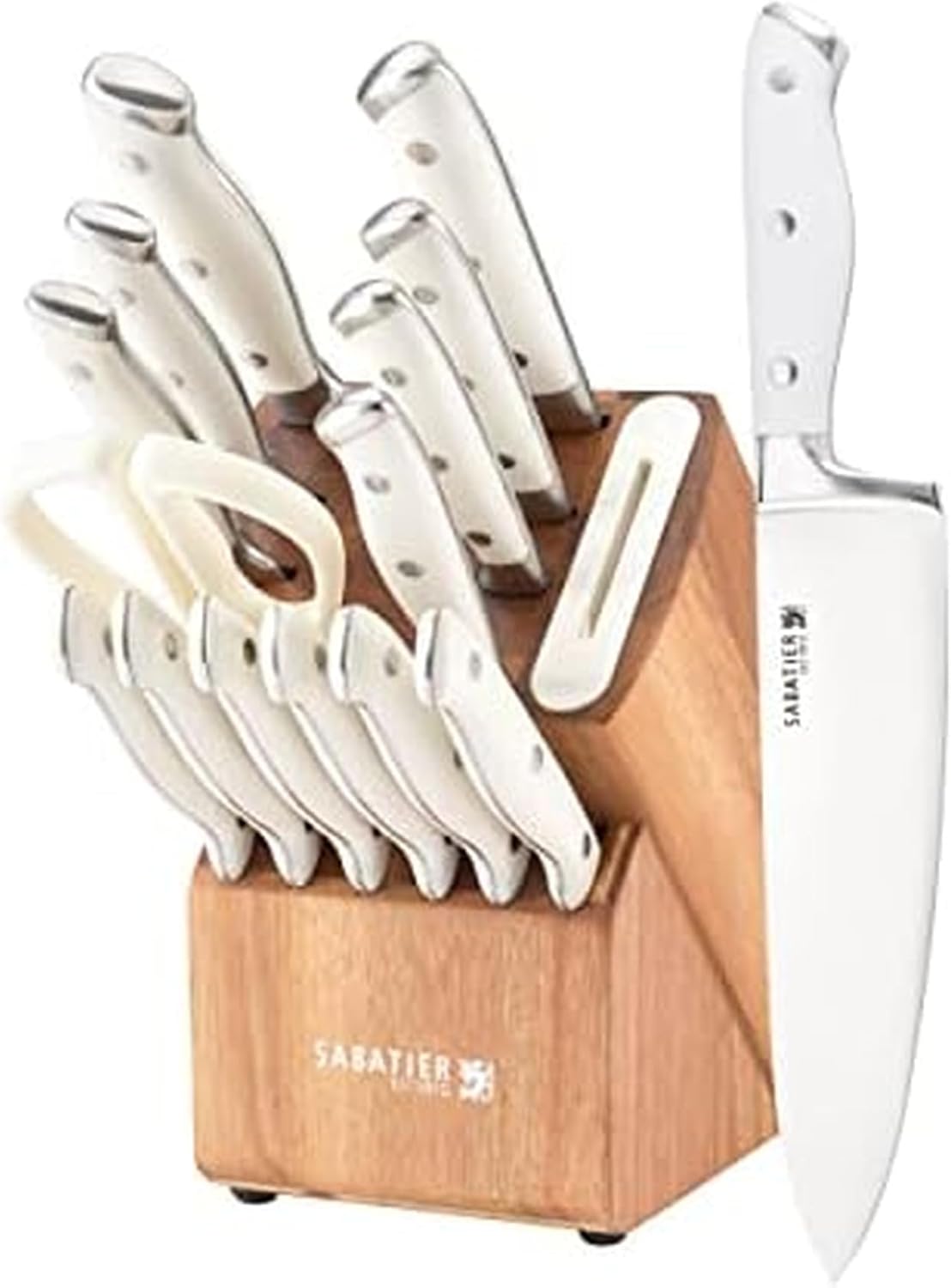 Sabatier 15-Piece Forged Knife Block Set with Sharpener