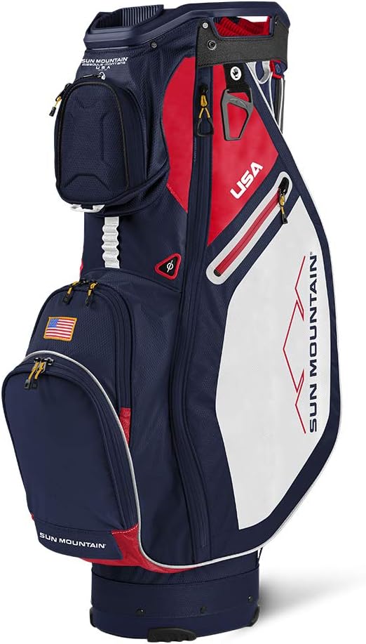 Sun Mountain Sync 2021 Cart Bag - Lightweight & Stylish Navy/White/RED