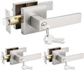 Satin Nickel 3-Pack Entry Door Lever Set - Keyed Entrance Lock