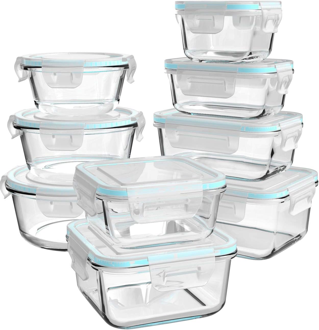 Glass Food Storage Containers with Lids - 18 Piece Set