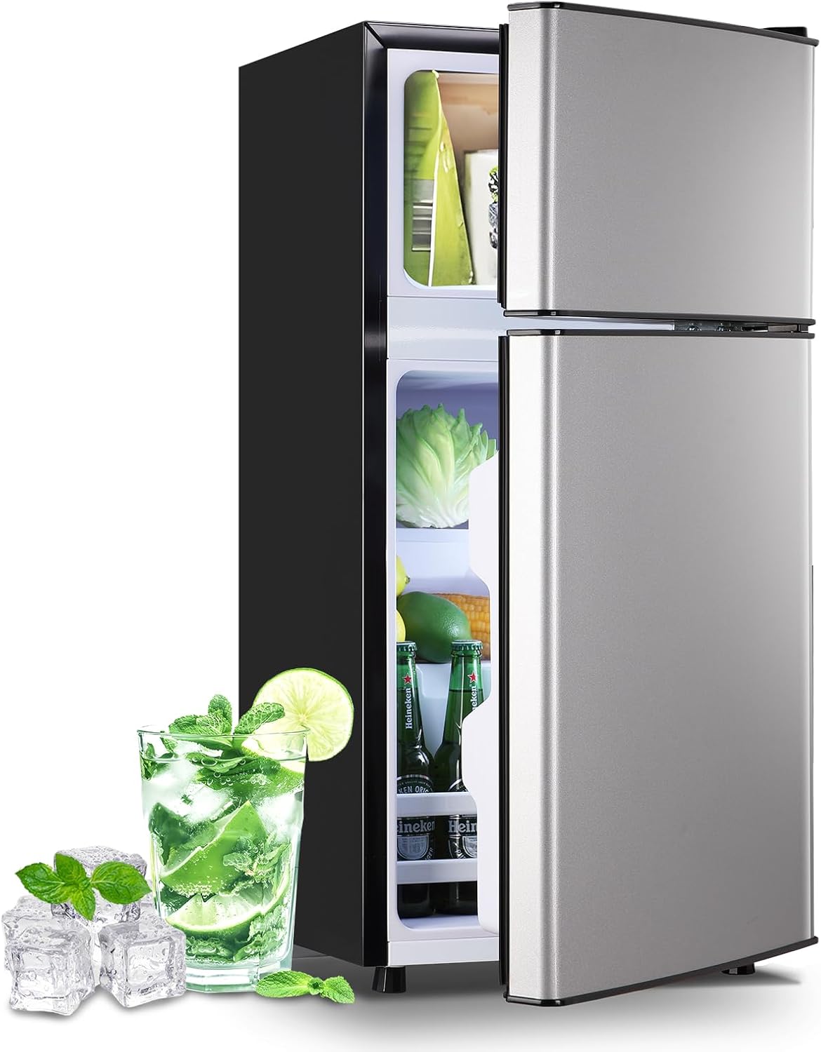 2.4 Cu.Ft Small Refrigerator with Freezer for Home and Office