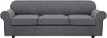 4 Piece Stretch Sofa Covers for Large 90-100in Sofa - Grey Jacquard