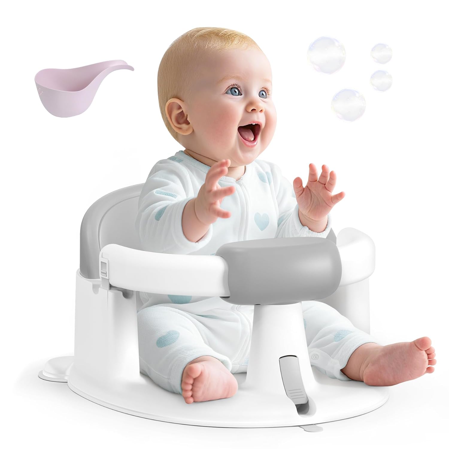 Baby Bath Seat with Strong Suction Cups for Safe Bathing