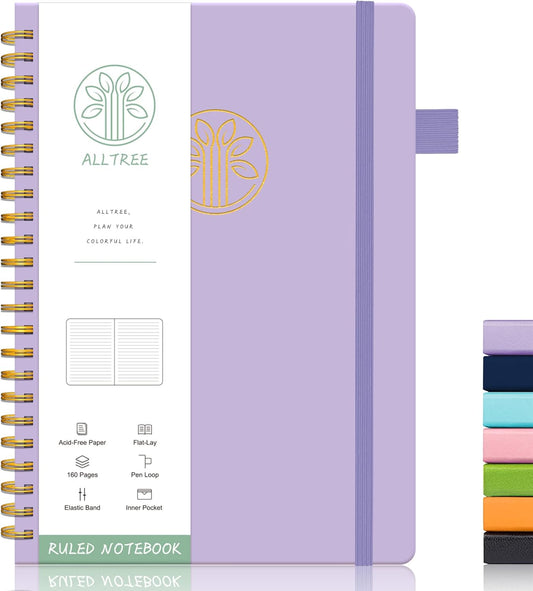 Alltree Leather Journal: Stylish A5 Notebook with Tabs & Pen Loop