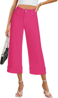 High Waisted Wide Leg Crop Jeans for Women with Stretchy Denim