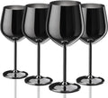 Black Wine Glasses Set of 4 18oz Stainless Steel - Unbreakable