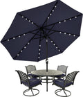 MASTERCANOPY Patio Umbrella with 32 Solar LED Lights - 9ft Navy Blue