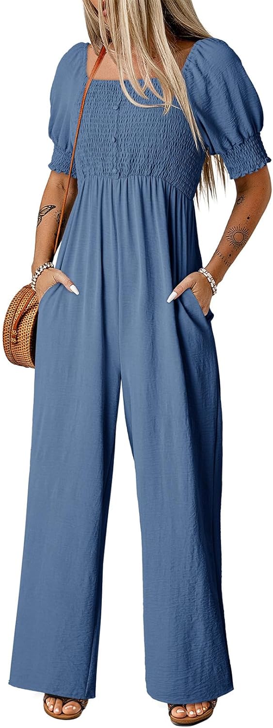 Dokotoo Summer Jumpsuits for Women with Lantern Sleeves
