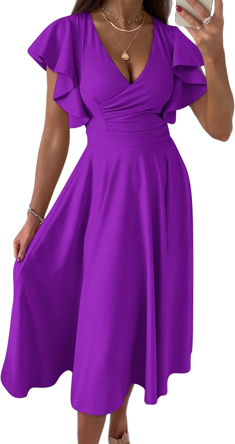 PRETTYGARDEN Summer Midi Dress for Elegant Cocktail Events