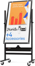 Rolling Dry Erase Board 24 x 48 - Large Mobile Double-Sided Whiteboard
