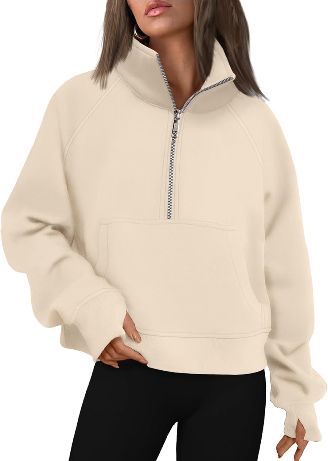 AUTOMET Womens Sweatshirts Half Zip Cropped Pullover Fashion