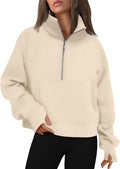 AUTOMET Womens Half Zip Cropped Pullover - Warm Fleece Comfort