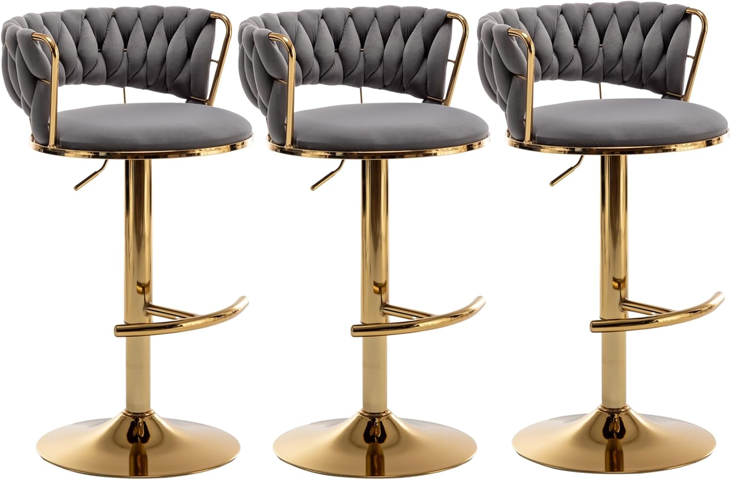 Stylish Velvet Bar Stools Set of 3 for Kitchen Island Use