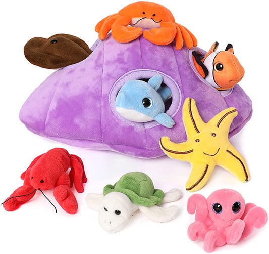 Plush Ocean Animals Set: Snuggle in Sea Shell!