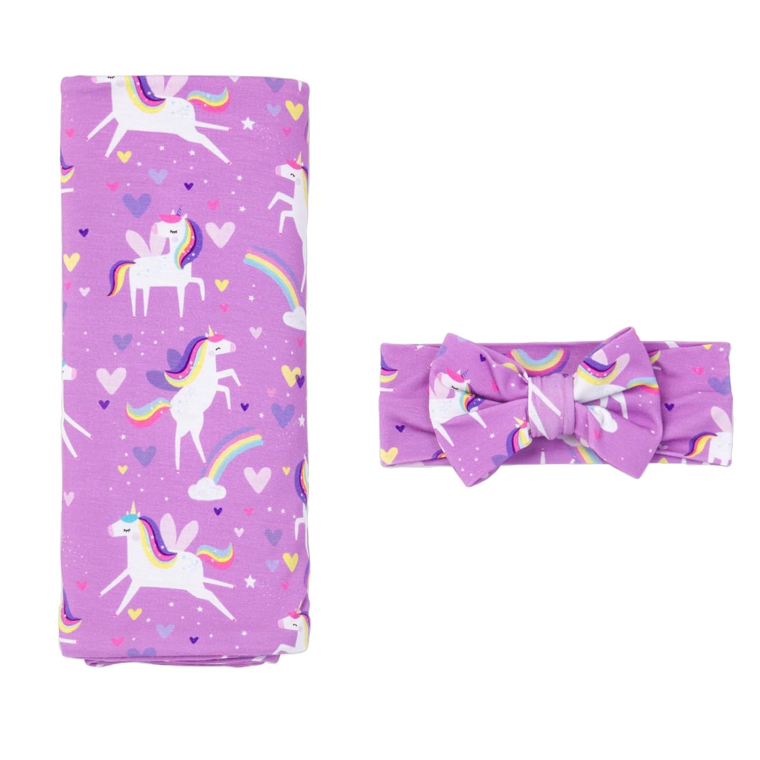 Little Sleepies Swaddle & Headband Bow Set for Newborns