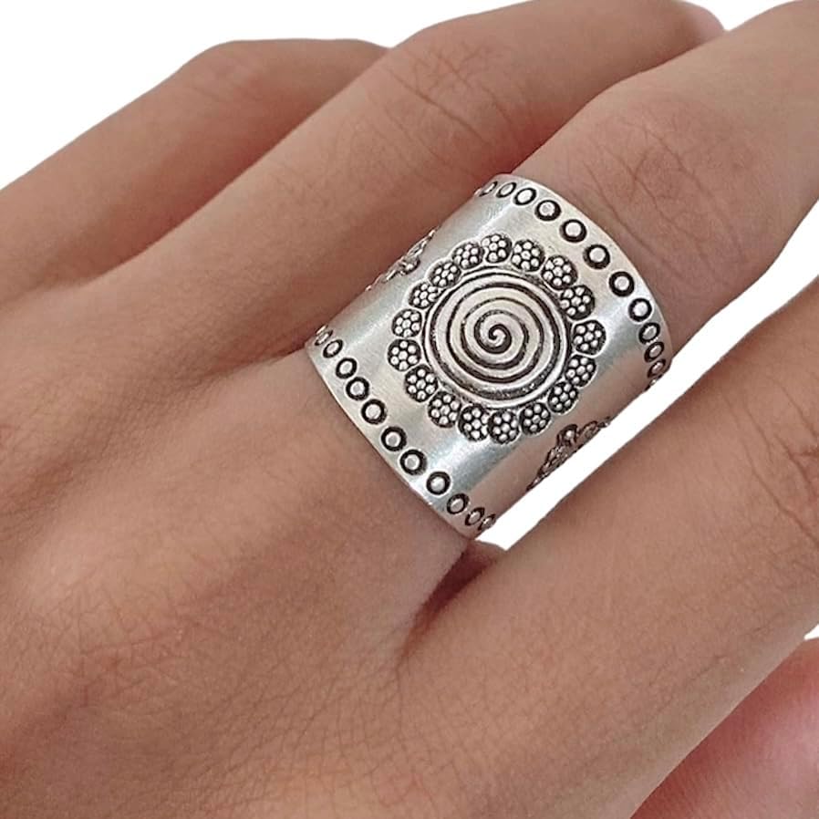 Handmade Sterling Silver Mandala Ring for Boho Style Lovers