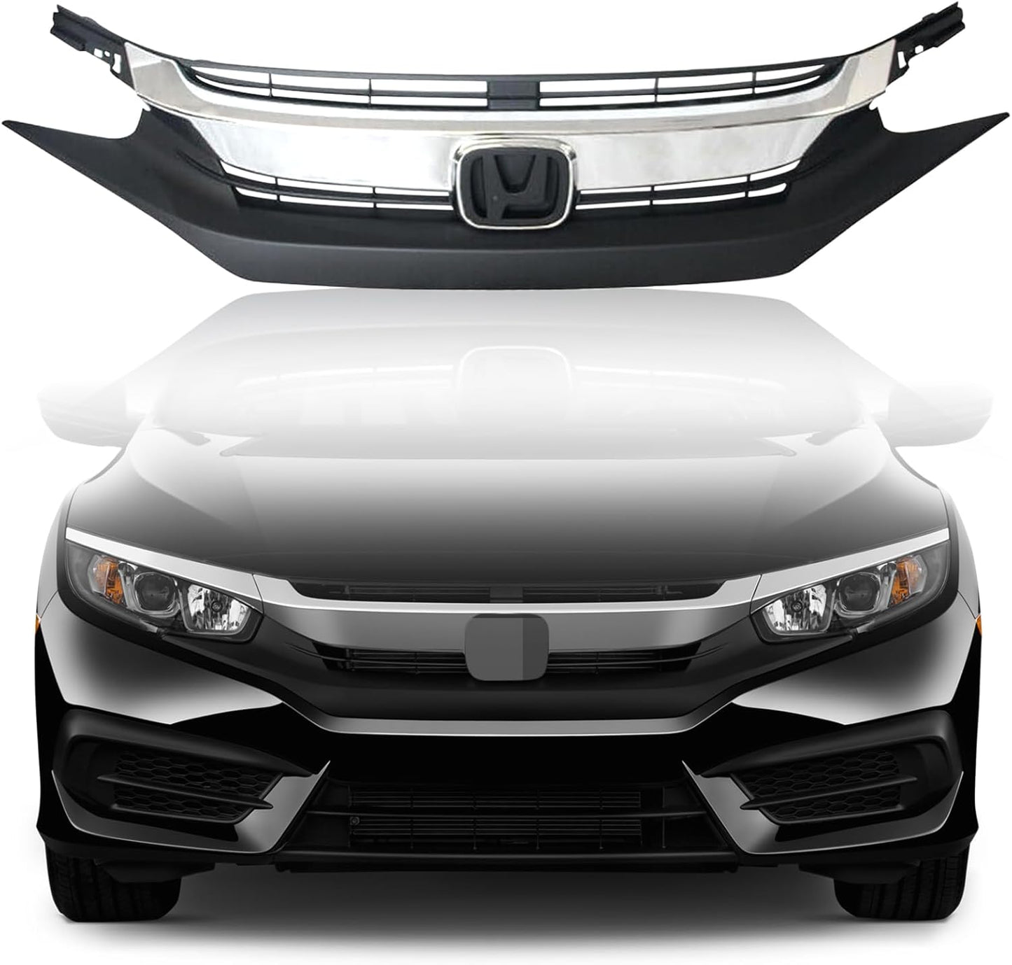 Front Bumper Grille for 2016 2017 2018 Honda Civic - Durable Design