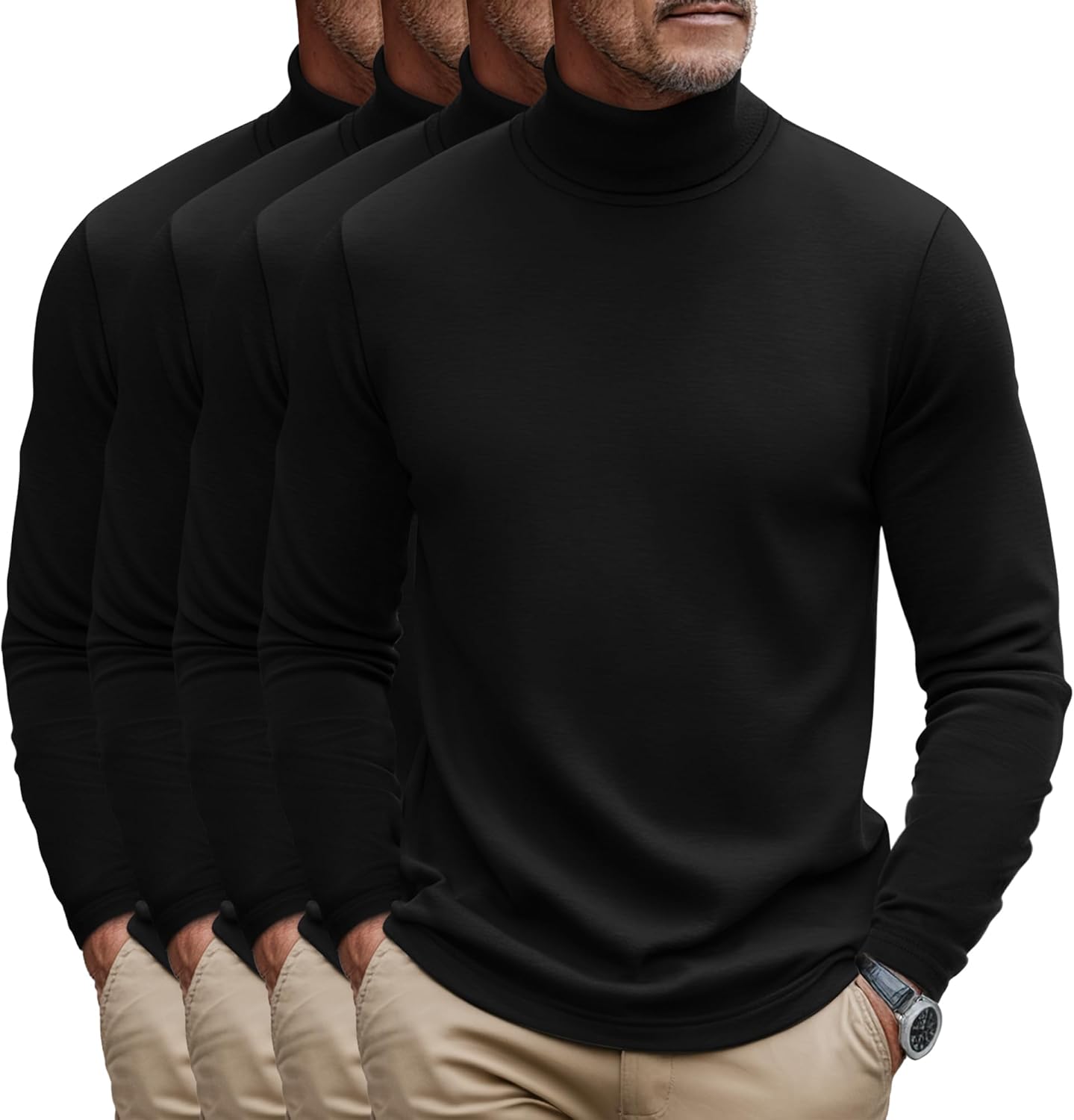 Huukeay Men's Turtleneck Shirts 4 Pack for Stylish Comfort