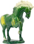 Ceramic Horse Sculpture 8 in Hand Made Tang Tri-Color - Museum Style