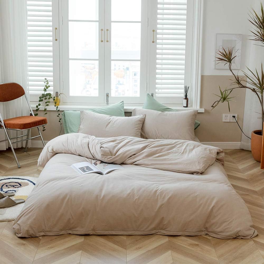 Apricot Beige Duvet Cover King Size Set for Modern Bedrooms