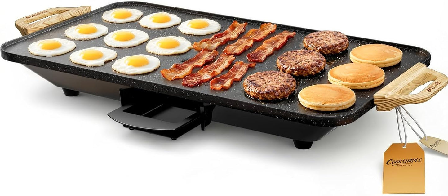 CookSimple Everyday Electric Griddle 20inx12in for Family Meals