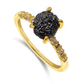 Real Raw Diamond Dainty Ring Yellow Gold April Birthstone - Dainty