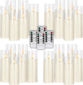 24-Pack Acrylic LED Flameless Pillar Candles with Remote & Timer