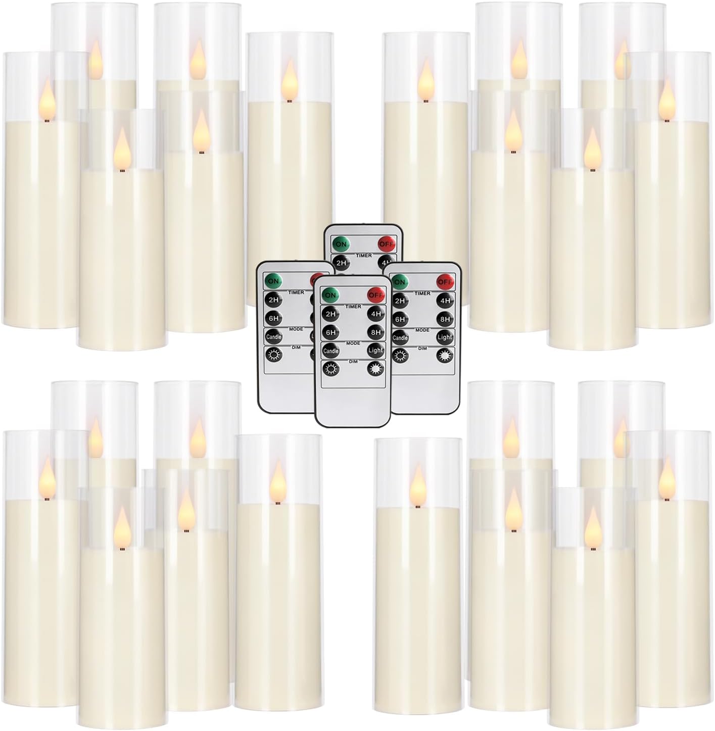24-Pack Acrylic LED Flameless Pillar Candles for Any Occasion