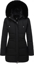 Women's Winter Puffer Parka with Detachable Faux Fur Hood - Warm