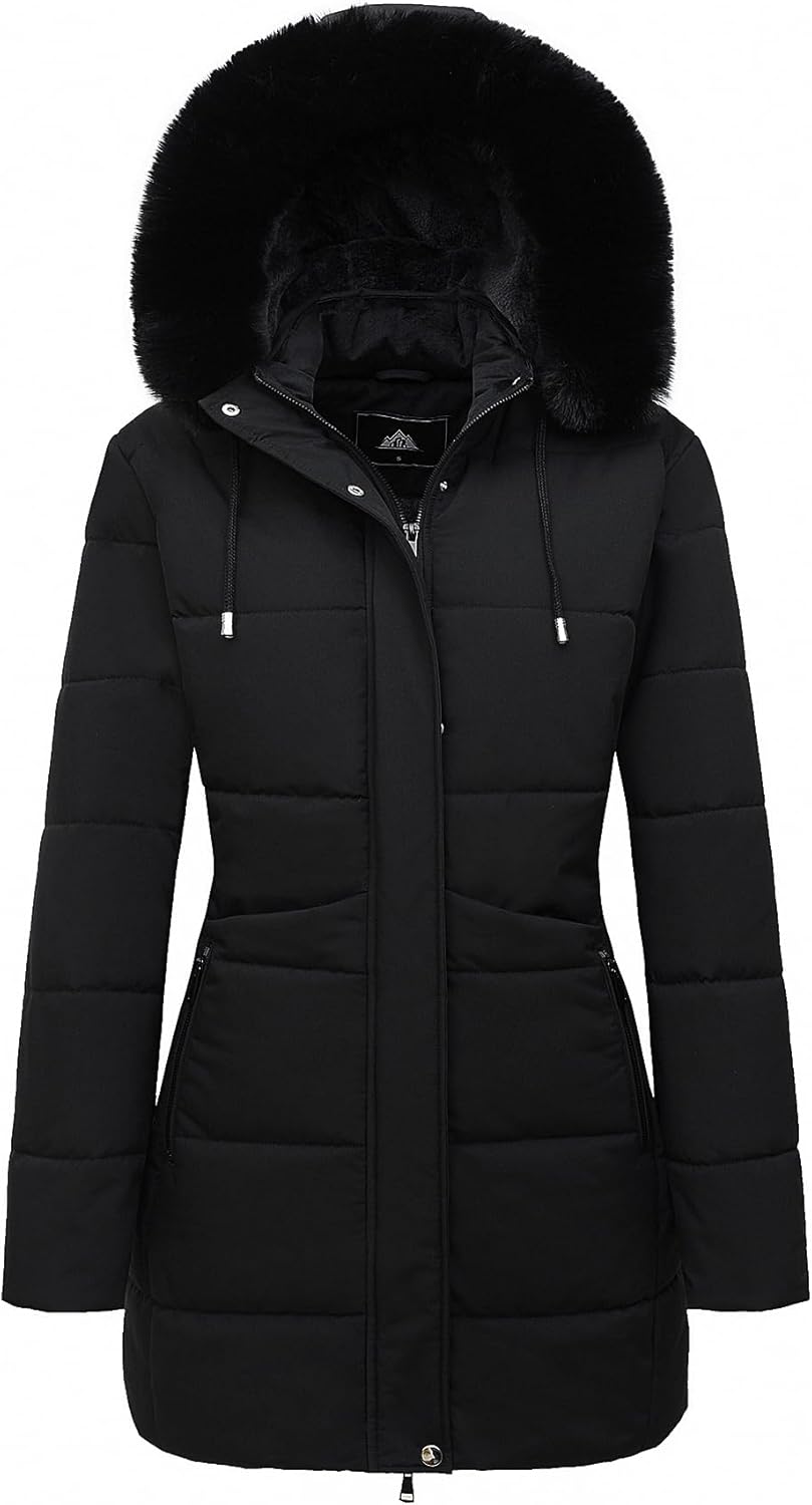 MOERDENG Women's Winter Puffer Coat with Detachable Hood