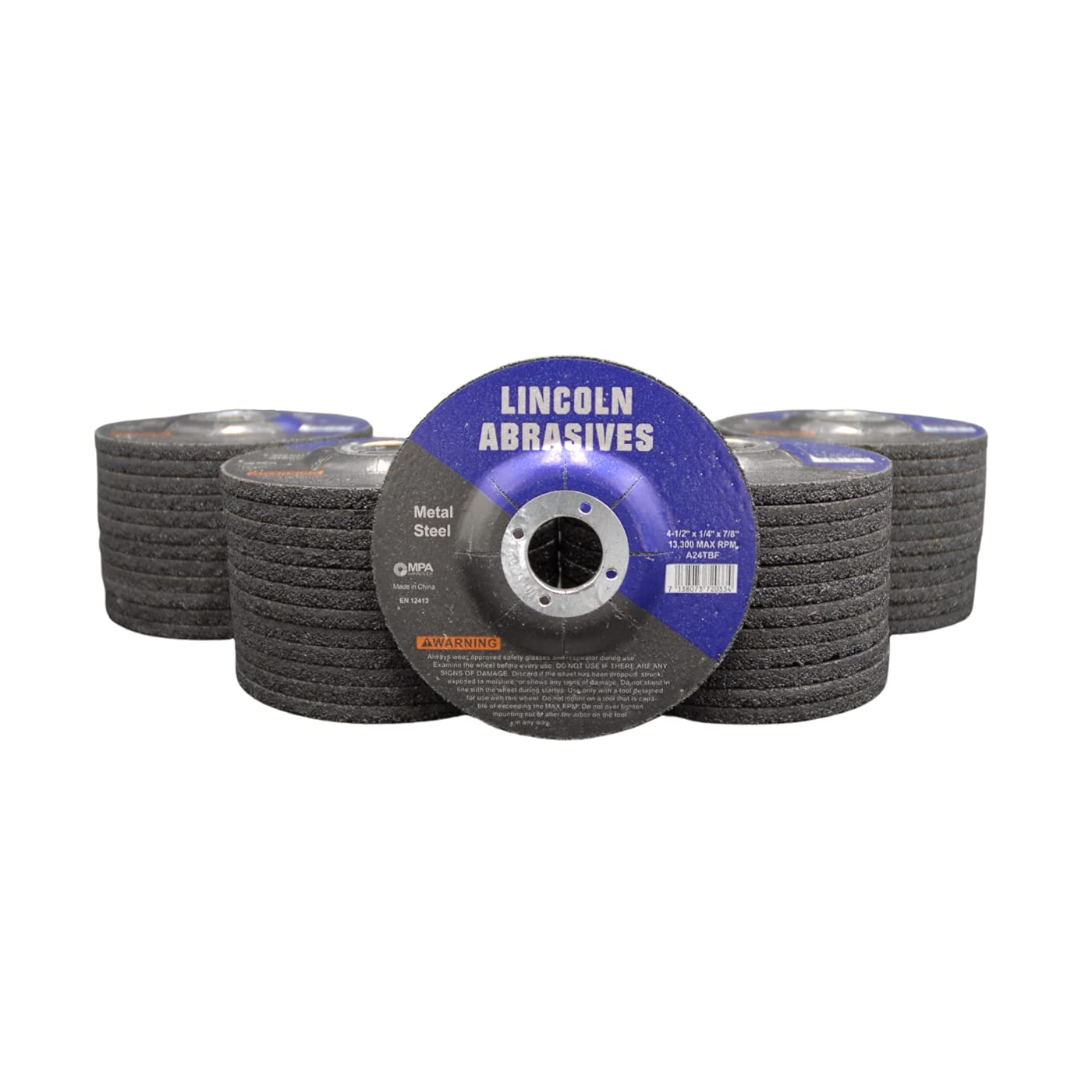 Lincoln Abrasives: 50 Pack 4.5 x 1/4 Grinding Wheels for Metal