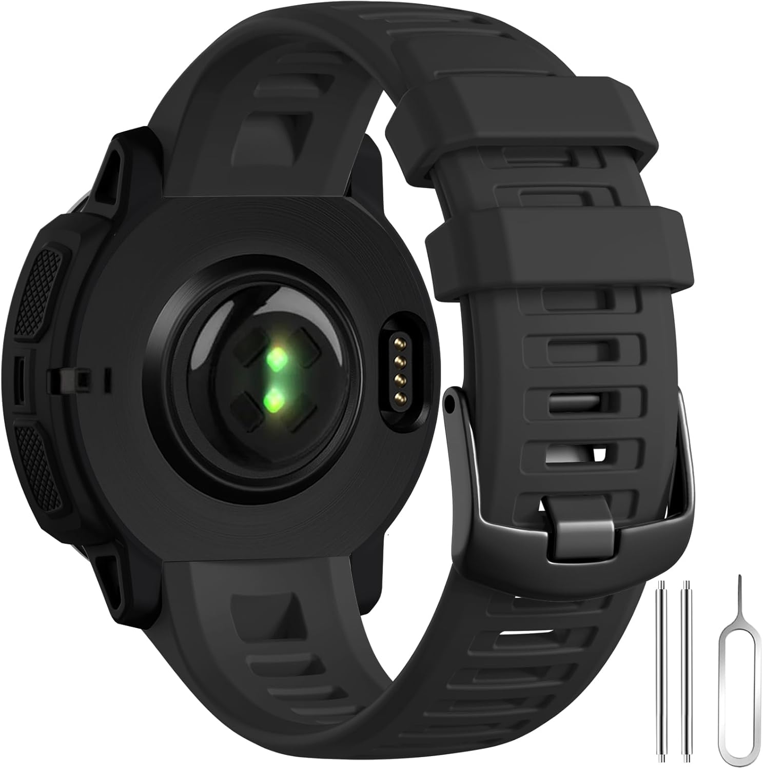 GEAK 22mm Soft Silicone Band for Garmin Instinct - Black