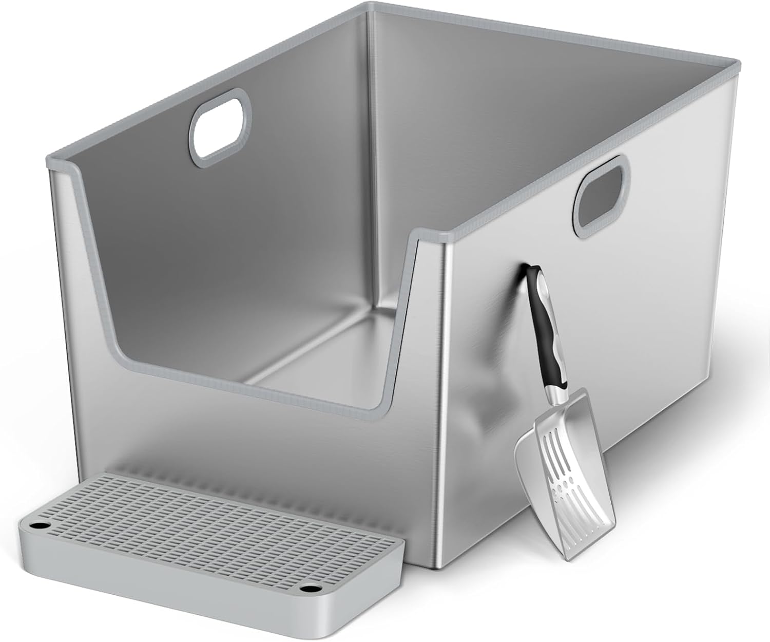 40L XXL Stainless Steel Litter Box for Big Cats with High Sides