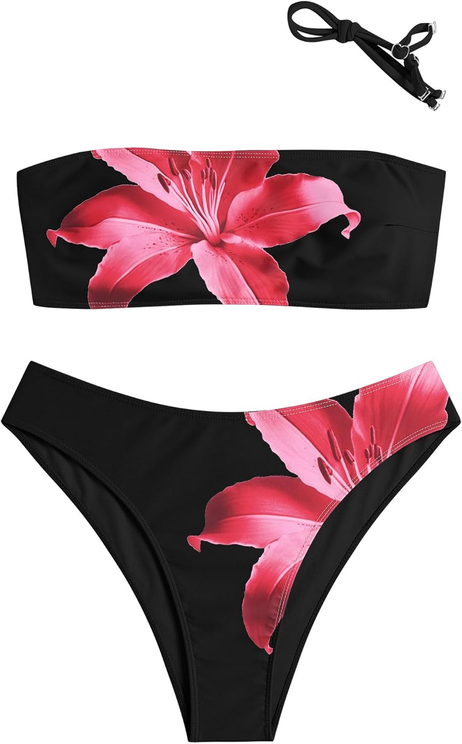ZAFUL Women's High Cut Bandeau Bikini Set for Beach Fun