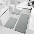 Light Grey Bathroom Rug Set 3 Piece Memory Foam Bath Mats - Soft